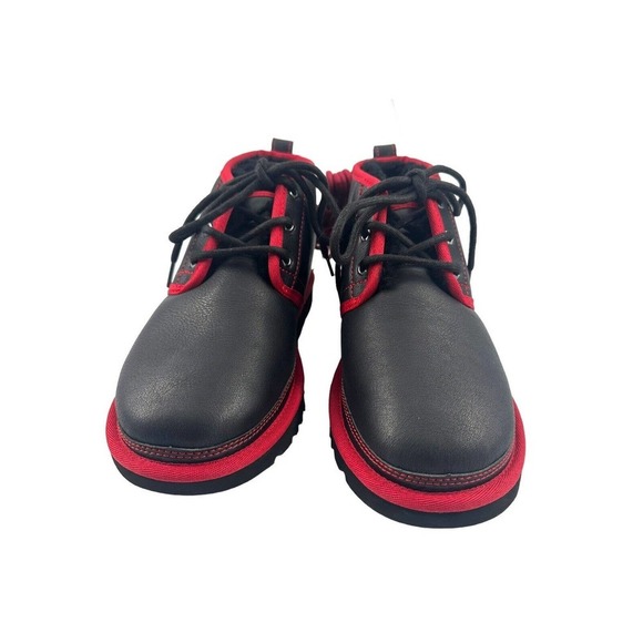 UGG Men’s Neumel Leather Shearling Low Chukka Ankle Boots (Black & red) Size 8 - Picture 3 of 12